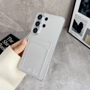 지갑 카드 슬롯 솔리드 컬러 도금 테두리 HD 투명 소프트 폰 케이스 삼성 갤럭시 S26 울트라 S24 S23 S25 울트라 플러스용