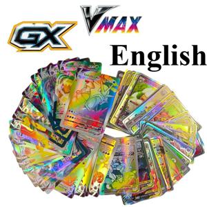 포켓몬 V VMAX GX EX 카드 프랑스어 및 영어 버전 60/100PCS 포켓몬 TCG 컬렉션 선물용 홀로그램 레어 플래시 카드 세트