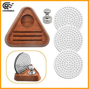 보관 스탠드가 포함된 커피 필터 세트 51/53/58mm 포터필터에 적합 자석 제거 도구가 포함된 3개 재사용 가능한 커피 퍽 스크린