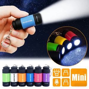 USB 충전식 LED 다기능 강력 조명 포켓 키체인 손전등 방수 야외 하이킹 캠핑 미니 손전등
