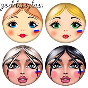 마트료시카 인형 소녀 얼굴 러시아 국기 12mm/18mm/20mm/25mm 원형 사진 유리 카보숑 플랫 백 파인딩 스냅 버튼 쥬얼리