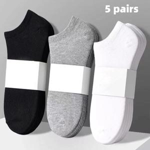 5 쌍 여성/남성 보트 양말 블랙 화이트 그레이 코튼 여름 노쇼 발목 양말 솔리드 컬러 캐주얼 통기성 짧은 양말
