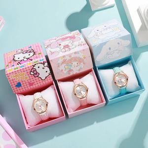 Sanrio HelloKitty 만화 쿼츠 시계 애니메이션 피규어 쿠로미 마이 멜로디 여성용 방수 시계 절묘한 상자 생일 선물
