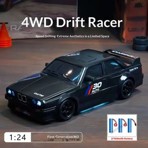 1:24 RC 드리프트 자동차 4륜구동 무선 조종 자동차, 클래식 LED 라이트, 고속 충전식 레이싱 스포츠 장난감 (남아 및 성인용)