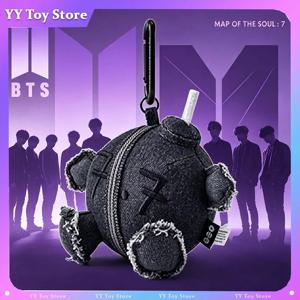 【재고 있음】BTS 블랙 퍼리퍼럴 플러시 키체인 석탄 난로 키체인 펜던트 플러시 장난감 카와이 팬들을 위한 크리스마스 생일 선물