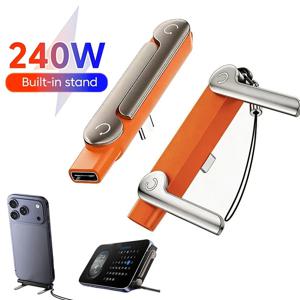 2 in 1 타입 C 휴대폰 충전 브래킷 어댑터 240W 고속 충전 OTG 타입-C(수) to USB-C(암) 변환기 아이폰17 16 화웨이용