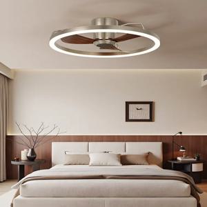 20인치 LED 조명 내장형 DC 모터 천장 선풍기, 6단 속도 조절 리모컨, 디밍 가능 팬 램프 (가정, 주방, 침실, 거실용)