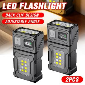 미니 USB 충전식 LED 손전등 휴대용 테일 마그넷 작업등 초강력 캠핑 랜턴 사이드 COB 비상 토치 라이트