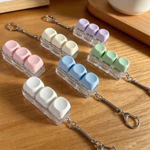 자콜 새로운 마카롱 컬러 인터랙티브 LED 버튼 키캡 피젯 키체인 DIY 키보드 압축 해소 장난감 가방 참 키체인