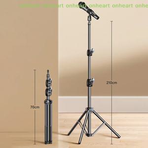 마이크 붐 삼각대 스탠드 1.7 2.1M 마이크 삼각대 브래킷 66CM 크로스바 암 클립 및 아이폰 삼성 샤오미용 폰 홀더 포함