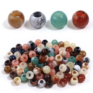 50pcs 12x10mm 더블 컬러 아크릴 비즈 모조 옥 큰 구멍 라운드 루즈 비즈 쥬얼리 만들기 DIY 팔찌 키 체인