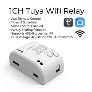 1채널 WIFI 투야 스마트 릴레이 브로드 12V 24V 110V 220V 드라이 콘택트 NO/NC/COM 모듈 원격 스위치 (조명/모터용, Alexa 연동)