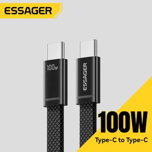 ESSAGER 100W USB C to Type C 슬림 케이블 5A PD 고속 충전 (맥북, 아이폰 17, 16 Pro Max, 아이패드, 샤오미 노트북용) USB-C 데이터 케이블
