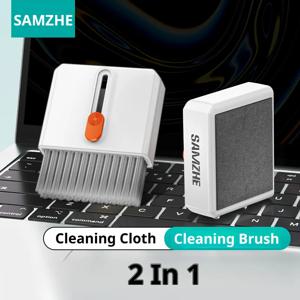 2 in 1 컴퓨터 키보드 클리너 브러쉬 키트, 스크린 청소용 천, 이어폰 청소 브러쉬, 다기능 틈새 먼지 제거 도구