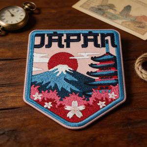 1PC 일본 벚꽃 자수 패치 다리미 접착식 여행 배지 DIY 선물 의류 모자 가방 재킷 트럭 운전사 모자용