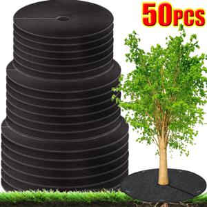 10-50PCS 잡초 제어 나무 멀칭 링 부직포 자외선 차단 정원 식물 보호막 효과적인 뿌리 보호 매트