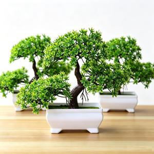 1/2Pcs 인공 분재 나무 시뮬레이션 화분에 심은 식물 작은 나무 가짜 꽃 홈 거실 테이블 장식 정원 장식품