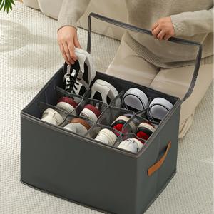 뚜껑이 있는 접이식 패브릭 신발 상자, 옷 및 액세서리용 방진 정리함, 다기능 가정용 수납함