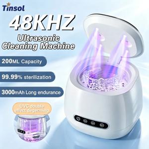 TINSOL 48000Hz 초음파 세척기 UV 소독 가정용 편리한 세척기 보석 틀니 투명 교정기 세척기