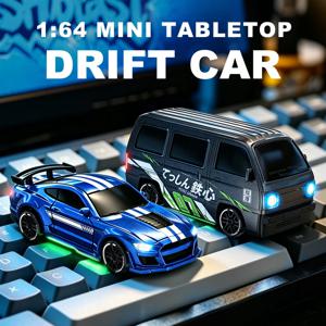 1:64 데스크탑 드리프트 레이싱카, 4WD 멋진 미니 스턴트 RC 드리프트카(충전식 배터리 포함), 어린이를 위한 명절 선물