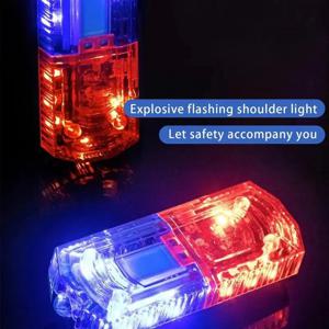 빨간색 파란색 LED 어깨 경고 스트로브 라이트, 스테인리스 스틸 클립이 있는 USB 충전식 안전 순찰 플래시 신호 램프