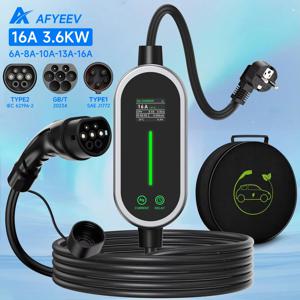 AFYEEV 3600W 휴대용 EV 충전기 Type1/Type2/GBT 16A 조절 가능 전류 6A-16A 지연 타이머 포함 1-15H EU 플러그 월 박스 가정용