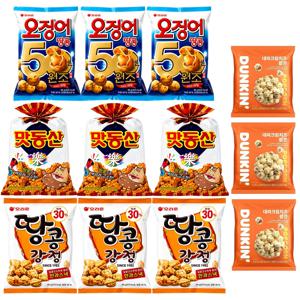 [4종 총12개] 오징어땅콩85g 3개 맛동산93g 3개 땅콩강장80g 3개 대파크림팝콘15g 3개