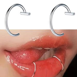 2개 세트 스파이크 립 링, 저자극성 18G 8mm 10mm C형 후프 스네이크 바이트 피어싱 바디 주얼리