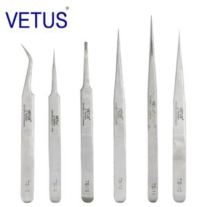 100% VETUS TS 시리즈 스테인레스 스틸 산업용 정전기 방지 핀셋 시계 제조 업체 보안 라벨이 있는 수리 도구