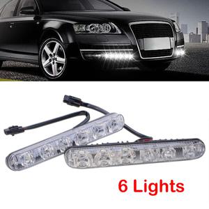 고품질 2PCS 자동차 DRL 어셈블리 주간 주행 등 안개 램프 6LED 차가운 흰색 12V 10000k 높은/낮은 빔 알루미늄 하우징