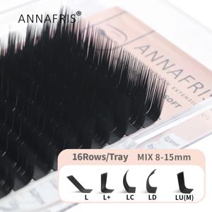 ANNAFRIS L 속눈썹, L+/LC/LD/LU(M) 컬 개별 속눈썹 천연 실크 밍크 매트 확장 인조 속눈썹 Faux Cils Maquillage