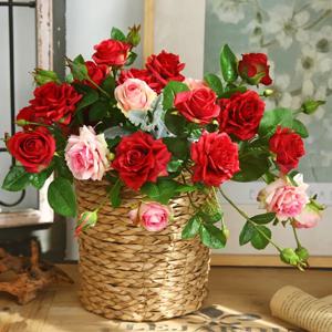 모이스처라이징 로즈 인공 꽃, 거실 웨딩 홈 데코, 럭셔리, 52cm 3 헤드