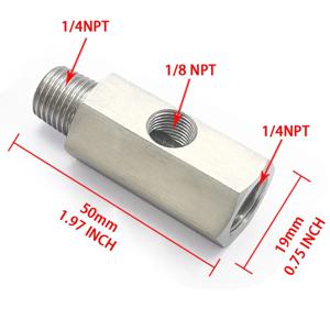 자동차 연료 압력 센서 티 어댑터 피드 라인 게이지 T 포트 피팅 - 남성 여성 M12 M14 M10 1/8NPT 1/4NPT 측면 구멍 포함 1/8NP