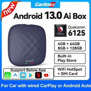 CarlinKit 카플레이 Ai 박스, 퀄컴 8 코어, 안드로이드 13, 무선 카플레이, 안드로이드 자동 비디오 TV 박스, 와이파이 SIM, 넷플릭스, 2026 신제품