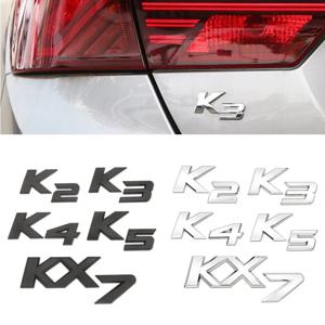 3D 금속 크롬 블랙 K2 K3 K4 K5 KX7 문자 로고 후면 부팅 트렁크 엠블럼 배지 스티커 기아 자동차 스타일링 액세서리