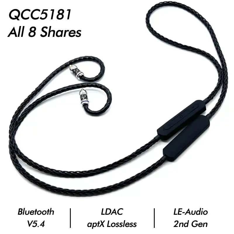블루투스 호환 5.4 이어폰 분리형 케이블, QCC5181 LDAC 무선 모듈, aptX 음성, cVC10.0 HD 마이크, MMCX 2 핀, 올 8 공유