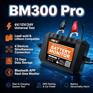 2026년형 ANCEL BM300 Pro 배터리 모니터 24V 배터리 테스터 12V SOC 배터리 상태 분석기 배터리 도구