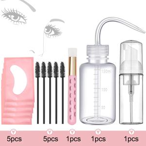 13Pcs 속눈썹 연장 청소 키트 5 in 1 속눈썹 샴푸 브러시 비누 폼 세척 병 세트 눈썹 마스카라 완드 아이 패드 패치