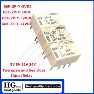 5 개/몫 G6K-2P-Y-3VDC G6K-2P-Y-5VDC G6K-2P-Y-12VDC G6K-2P-Y-24VDC DIP-8 3V 5V 12V 24V 2개 개방 및 2개 폐쇄 신호 릴레이