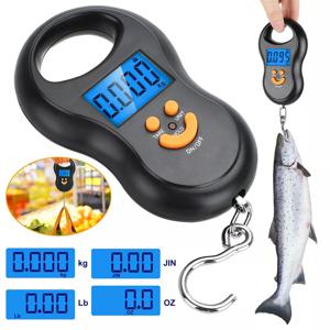 휴대용 50Kg 전자 저울 고정밀 스프링 스케일 LCD 디지털 교수형 저울 백라이트 낚시 무게 0.01kg 오류