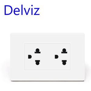 Delviz US 다목적 소켓, 15A US 범용 전원 잭, AC 110-250V, 120mm x 74mm 흰색 패널, 이중 잭 전원 벽면 콘센트