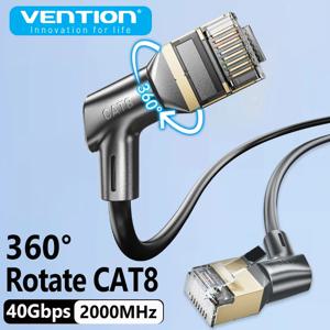 벤션 뉴! 360 °   회전 CAT8 이더넷 케이블 40Gbps 2000MHz 네트워킹 노트북 PS 4 라우터 RJ45 케이블 용 이중 쉴드 Lan 코드