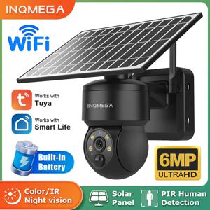 INQMEGA Tuya 스마트 라이프 6MP 태양광 카메라 WiFi PTZ 보안 CCTV 카메라 무선 PIR 인간 추적 컬러 야간 투시경 IP65