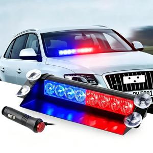 빨간색 파란색 8 LED 스트로브 라이트 자동차용 12V LED 비상 신호등 자동차 트럭 깜빡이는 앞유리 플래시 조명