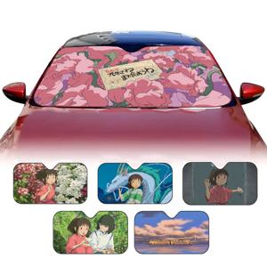 S-Spirited Away 패션 귀여운 여름 자동차 차양 앞 유리창 차양 선 블록 단열 차양 우산
