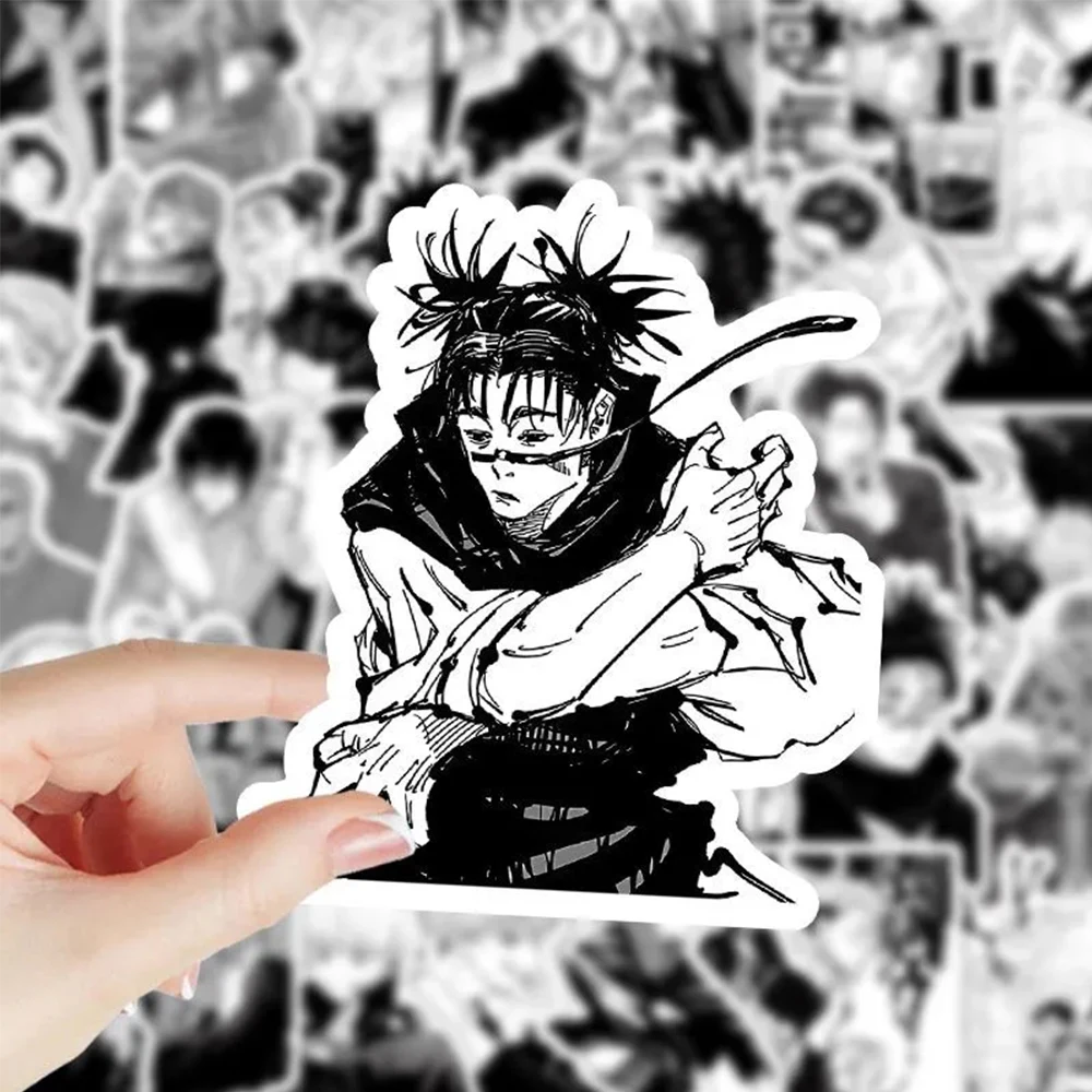 10/30/50/100pcs 클래식 애니메이션 Jujutsu Kaisen 만화 스티커 블랙 화이트 낙서 데칼 어린이 장난감 멋진 일본 만화 스티커