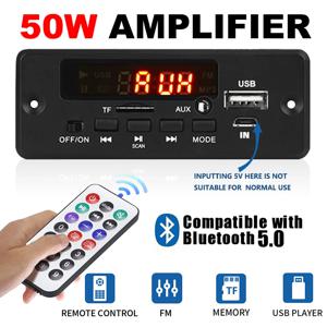 50W 증폭기 12V MP3 디코더 보드 25W 5V 18V 블루투스 5.0 USB TF FM 라디오 모듈 핸즈프리 음성 녹음 기능이있는 스피커 용