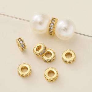 5 개/갑 6/8mm 14/18K 골드 컬러 도금 스페이서 비즈 지르콘 수제 DIY 귀걸이 쥬얼리 액세서리 만들기