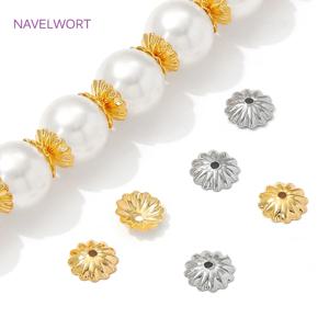 50/100Pcs 18K 골드 도금 6mm 스페이서 비드 캡 쥬얼리 제작을위한 황동 꽃 비드 캡, 비즈 캡, 쥬얼리 용품