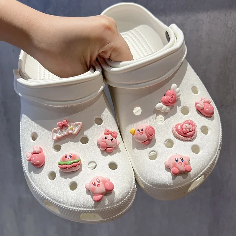 귀여운 만화 캐릭터 커비 셰프 신발 참 DIY 장식품, 크록스 샌들용 재미있는 만화 신발 액세서리, 남아 여아를 위한 휴일 선물